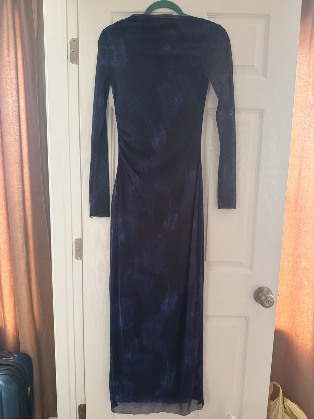 Pull&Bear Long Sleeve Navy Maxi Dress